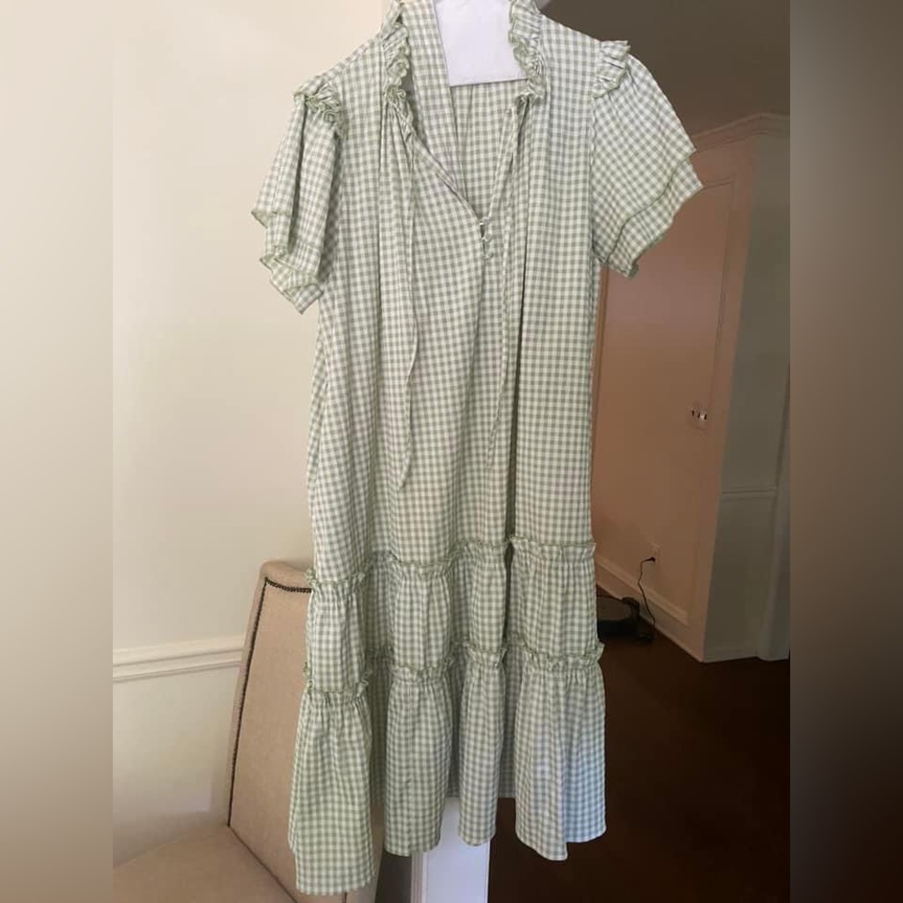 Pale Green Check Hunter Bell Matthews Dress